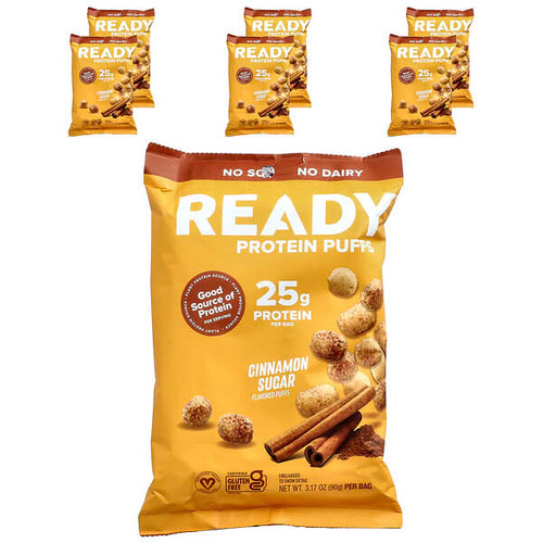 <img alt="Ready, Protein Puffs, Cinnamon Sugar, 6 Bags, 3.17 oz (90 g) Each" title="Ready, Protein Puffs, Cinnamon Sugar, 6 Bags, 3.17 oz (90 g) Each,847644010541"