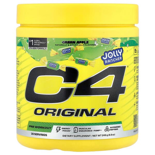 <img alt="C4 - Cellucor, C4 Original, Pre-Workout, Jolly Rancher Green Apple, 8.8 oz (249 g)" title="C4 - Cellucor, C4 Original, Pre-Workout, Jolly Rancher Green Apple, 8.8 oz (249 g),842595137132"