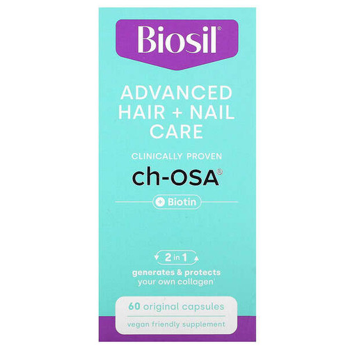 <img alt="Biosil, Advanced Hair + Nail Care + Biotin, 60 Original Capsules" title="Biosil, Advanced Hair + Nail Care + Biotin, 60 Original Capsules,5425010390548"