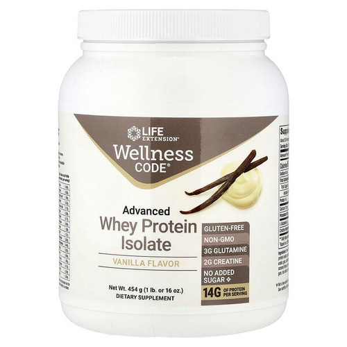 <img alt="Life Extension, Wellness Code, Advanced Whey Protein Isolate, Vanilla, 1 lb (454 g)" title="Life Extension, Wellness Code, Advanced Whey Protein Isolate, Vanilla, 1 lb (454 g),737870224600"