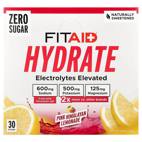 <img alt="FITAID, Hydrate, Pink Himalayan Lemonade, 30 Sticks, 0.18 oz (5.2 g) Each" title="FITAID, Hydrate, Pink Himalayan Lemonade, 30 Sticks, 0.18 oz (5.2 g) Each,810047241577"
