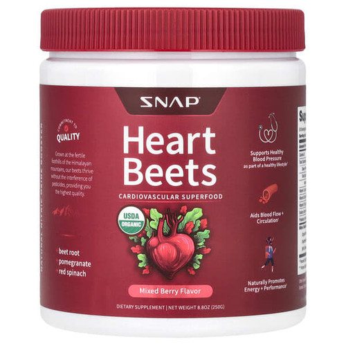 <img alt="Snap Supplements, Heart Beets, Mixed Berry, 8.8 oz (250 g)" title="Snap Supplements, Heart Beets, Mixed Berry, 8.8 oz (250 g),850039253683"