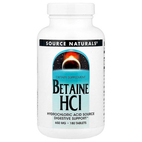 <img alt="Source Naturals, Betaine HCl, 650 mg, 180 Tablets" title="Source Naturals, Betaine HCl, 650 mg, 180 Tablets,021078013624"