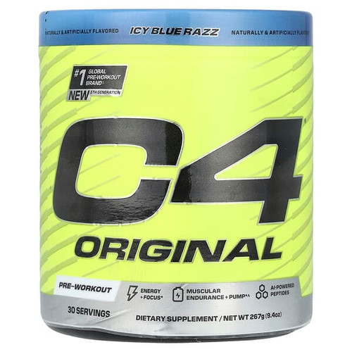 <img alt="C4 - Cellucor, C4 Original, Pre-Workout, Icy Blue Razz, 9.4 oz (267 g)" title="C4 - Cellucor, C4 Original, Pre-Workout, Icy Blue Razz, 9.4 oz (267 g),842595133370"