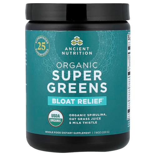 <img alt="Ancient Nutrition, Organic Super Greens, Bloat Relief, 7.8 oz (220 g)" title="Ancient Nutrition, Organic Super Greens, Bloat Relief, 7.8 oz (220 g),816401028822"