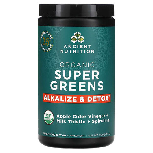 <img alt="Ancient Nutrition, Organic Super Greens, Alkalize & Detox, 7.5 oz (213 g)" title="Ancient Nutrition, Organic Super Greens, Alkalize & Detox, 7.5 oz (213 g),816421020561"