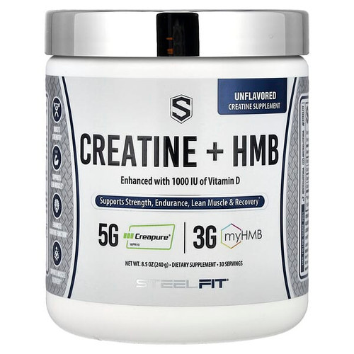 <img alt="SteelFit, Creatine + HMB, Unflavored, 8.5 oz (240 g)" title="SteelFit, Creatine + HMB, Unflavored, 8.5 oz (240 g),732907050559"