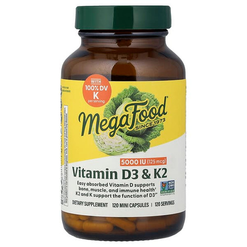 <img alt="MegaFood, Vitamin D3 & K2, 120 Mini Capsules" title="MegaFood, Vitamin D3 & K2, 120 Mini Capsules,051494104415"