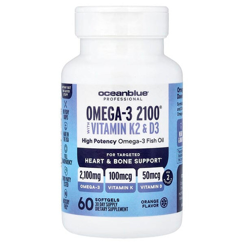 <img alt="OceanBlue, Professional, Omega-3 2100 with Vitamin K2 & D3, Orange, 60 Softgels" title="OceanBlue, Professional, Omega-3 2100 with Vitamin K2 & D3, Orange, 60 Softgels,850001449335"