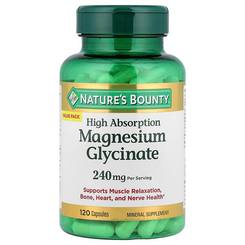 <img alt="Natures Bounty, Magnesium Glycinate, High Absorption, 120 Capsules (120 mg per Capsule)" title="Natures Bounty, Magnesium Glycinate, High Absorption, 120 Capsules (120 mg per Capsule),074312016776"