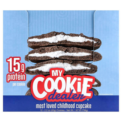 <img alt="My Cookie Dealer Protein, Protein Cookie, Most Loved Childhood Cupcake, 12 Cookies, 2.2 oz (63 g) Each" title="My Cookie Dealer Protein, Protein Cookie, Most Loved Childhood Cupcake, 12 Cookies, 2.2 oz (63 g) Each,850073043349"