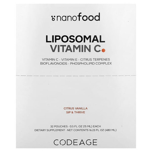 <img alt="Codeage, Nanofood, Liposomal Vitamin C, Citrus Vanilla, 32 Pouches, 0.5 fl oz (15 ml) Each" title="Codeage, Nanofood, Liposomal Vitamin C, Citrus Vanilla, 32 Pouches, 0.5 fl oz (15 ml) Each,850043333302"