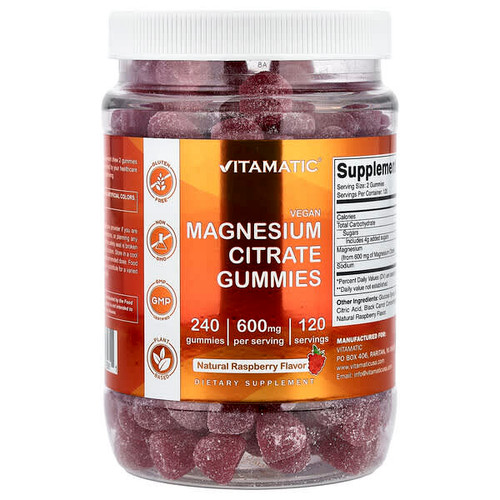 <img alt="Vitamatic, Magnesium Citrate Gummies, Natural Raspberry, 240 Gummies (300 mg per Gummy)" title="Vitamatic, Magnesium Citrate Gummies, Natural Raspberry, 240 Gummies (300 mg per Gummy),810078475811"