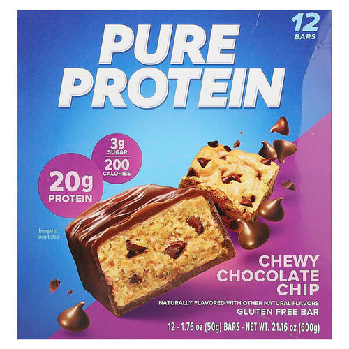 <img alt="Pure Protein, Gluten Free Bar, Chewy Chocolate Chip, 12 Bars, 1.76 oz (50 g) Each" title="Pure Protein, Gluten Free Bar, Chewy Chocolate Chip, 12 Bars, 1.76 oz (50 g) Each,749826656908"