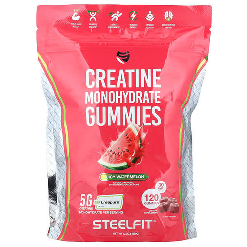 <img alt="SteelFit, Creatine Monohydrate Gummies, Juicy Watermelon, 120 Gummies" title="SteelFit, Creatine Monohydrate Gummies, Juicy Watermelon, 120 Gummies,732907051204"
