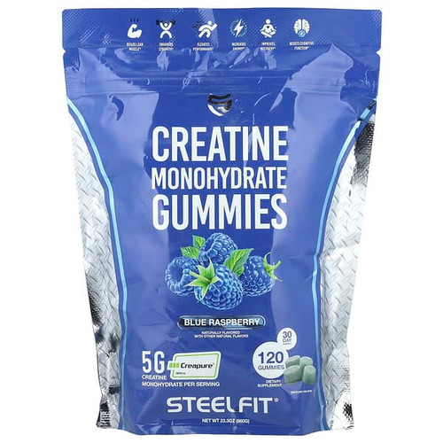 <img alt="SteelFit, Creatine Monohydrate Gummies, Blue Raspberry, 120 Gummies" title="SteelFit, Creatine Monohydrate Gummies, Blue Raspberry, 120 Gummies,732907051211"