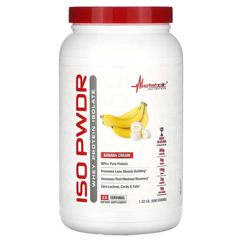 <img alt="Metabolic Nutrition, ISOpwdr, Whey Protein Isolate, Banana Cream, 1.52 lbs (690 g)" title="Metabolic Nutrition, ISOpwdr, Whey Protein Isolate, Banana Cream, 1.52 lbs (690 g),764779131517"
