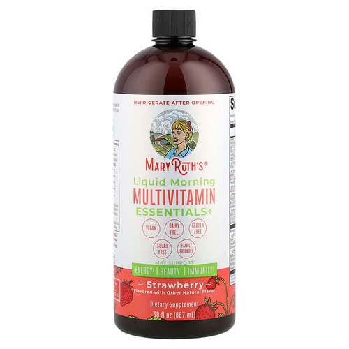 <img alt="MaryRuths, Liquid Morning Multivitamin Essentials+, Strawberry, 30 fl oz (887 ml)" title="MaryRuths, Liquid Morning Multivitamin Essentials+, Strawberry, 30 fl oz (887 ml),810104623018"