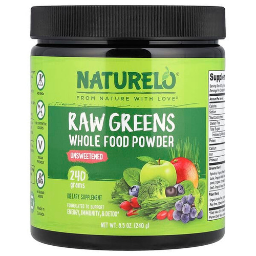 <img alt="NATURELO, Raw Greens Whole Food Powder, Unsweetened, 8.5 oz (240 g)" title="NATURELO, Raw Greens Whole Food Powder, Unsweetened, 8.5 oz (240 g),840284401342"