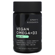 <img alt="Sports Research, Vegan Omega + D3, 60 Veggie Softgels" title="Sports Research, Vegan Omega + D3, 60 Veggie Softgels,023249091585"