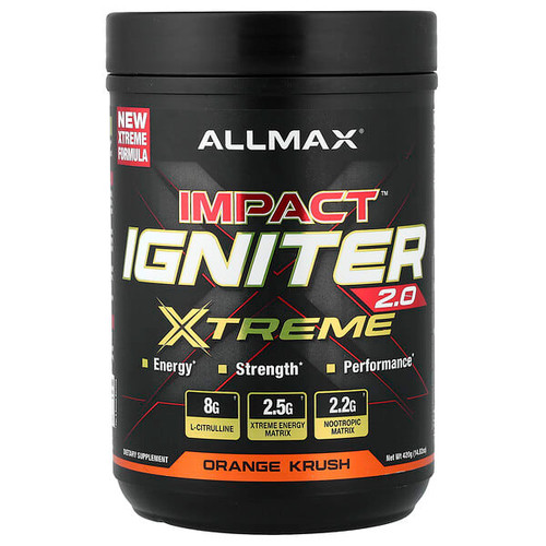 <img alt="ALLMAX, Impact Igniter Xtreme 2.0, Orange Krush, 14.82 oz (420 g)" title="ALLMAX, Impact Igniter Xtreme 2.0, Orange Krush, 14.82 oz (420 g),665553230276"