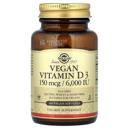<img alt="Solgar, Vegan Vitamin D3, 150 mcg  (6,000 IU), 100 Vegan Softgels" title="Solgar, Vegan Vitamin D3, 150 mcg  (6,000 IU), 100 Vegan Softgels,033984303355"