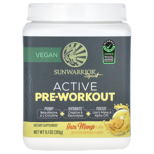 <img alt="Sunwarrior, Sport, Active Pre-Workout, Yuzu Mango, 11.1 oz (315 g)" title="Sunwarrior, Sport, Active Pre-Workout, Yuzu Mango, 11.1 oz (315 g),810100921156"