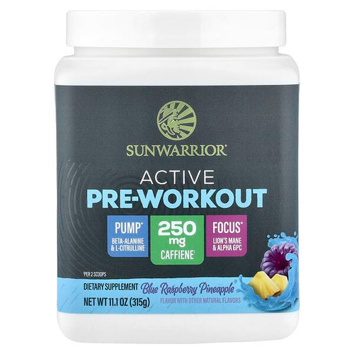 <img alt="Sunwarrior, Active Pre-Workout, Blue Raspberry Pineapple, 11.1 oz (315 g)" title="Sunwarrior, Active Pre-Workout, Blue Raspberry Pineapple, 11.1 oz (315 g),810100921163"