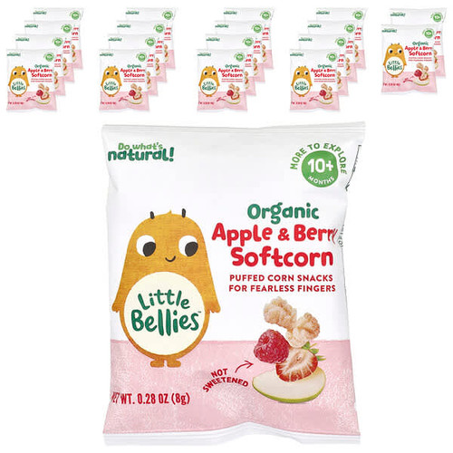 <img alt="Little Bellies, Organic Apple & Berry Softcorn, 10+ Months, 18 Bags, 0.28 oz (8 g) Each" title="Little Bellies, Organic Apple & Berry Softcorn, 10+ Months, 18 Bags, 0.28 oz (8 g) Each,810024402274"