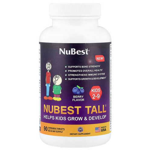 <img alt="NuBest, Tall, Kids 2-9, Berry, 90 Chewable Tablets" title="NuBest, Tall, Kids 2-9, Berry, 90 Chewable Tablets,850011016039"