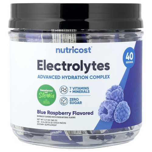 <img alt="Nutricost, Electrolytes, Advanced Hydration Complex, Blue Raspberry, 40 Stick Packs, 0.14 oz (4 g) Each" title="Nutricost, Electrolytes, Advanced Hydration Complex, Blue Raspberry, 40 Stick Packs, 0.14 oz (4 g) Each,810139573401"