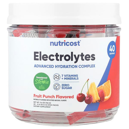 <img alt="Nutricost, Electrolytes, Advanced Hydration Complex, Fruit Punch, 40 Stick Packs, 0.14 oz (4 g) Each" title="Nutricost, Electrolytes, Advanced Hydration Complex, Fruit Punch, 40 Stick Packs, 0.14 oz (4 g) Each,810139572602"