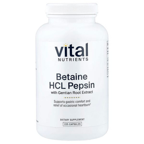 <img alt="Vital Nutrients, Betaine HCl Pepsin with Gentian Root Extract, 225 Capsules" title="Vital Nutrients, Betaine HCl Pepsin with Gentian Root Extract, 225 Capsules,693465425114"