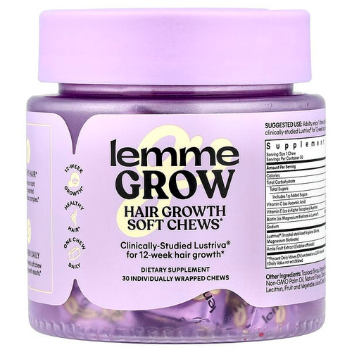 <img alt="Lemme, Grow, Hair Growth Soft Chews, Mixed Fruit, 30 Individually Wrapped Chews" title="Lemme, Grow, Hair Growth Soft Chews, Mixed Fruit, 30 Individually Wrapped Chews,850066835982"