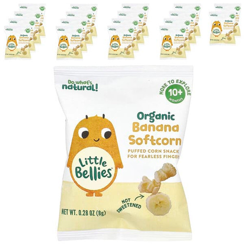 <img alt="Little Bellies, Organic Banana Softcorn, 10+ Months, 18 Bags, 0.28 oz (8 g) Each" title="Little Bellies, Organic Banana Softcorn, 10+ Months, 18 Bags, 0.28 oz (8 g) Each,810024402267"