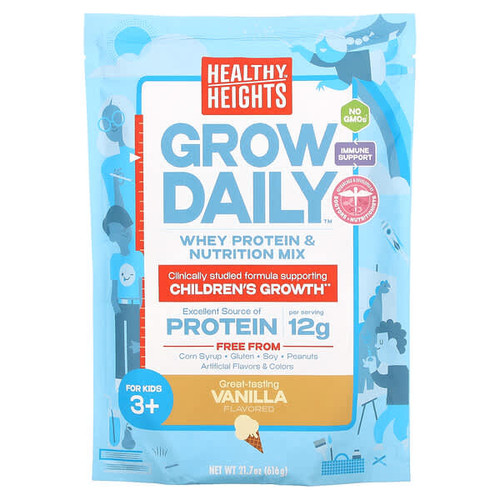 <img alt="Healthy Heights, Grow Daily, Whey Protein & Nutrition Mix, For Kids 3+, Vanilla, 21.7 oz (616 g)" title="Healthy Heights, Grow Daily, Whey Protein & Nutrition Mix, For Kids 3+, Vanilla, 21.7 oz (616 g),854180008086"