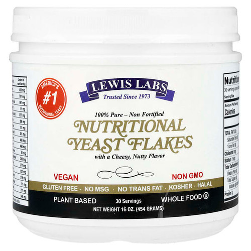<img alt="Lewis Labs, Nutritional Yeast Flakes, Cheesy Nutty, 16 oz (454 g)" title="Lewis Labs, Nutritional Yeast Flakes, Cheesy Nutty, 16 oz (454 g),042515020180"