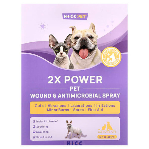 <img alt="HICC Pet, 2X Power Pet Wound & Antimicrobial Spray, For Dogs & Cats, 10 fl oz (296 ml)" title="HICC Pet, 2X Power Pet Wound & Antimicrobial Spray, For Dogs & Cats, 10 fl oz (296 ml),850060913044"