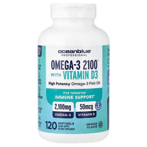 <img alt="OceanBlue, Professional, Omega-3 2100 With Vitamin D, Orange, 120 Softgels" title="OceanBlue, Professional, Omega-3 2100 With Vitamin D, Orange, 120 Softgels,850001449045"