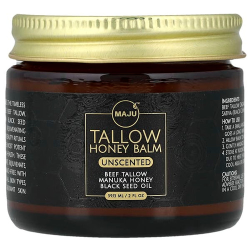 <img alt="Maju Superfoods, Tallow Honey Balm, Unscented, 2 fl oz (59.15 ml)" title="Maju Superfoods, Tallow Honey Balm, Unscented, 2 fl oz (59.15 ml),851870008418"