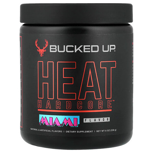 <img alt="Bucked Up, Heat Hardcore, Miami, 8 oz (228 g)" title="Bucked Up, Heat Hardcore, Miami, 8 oz (228 g),810131950460"
