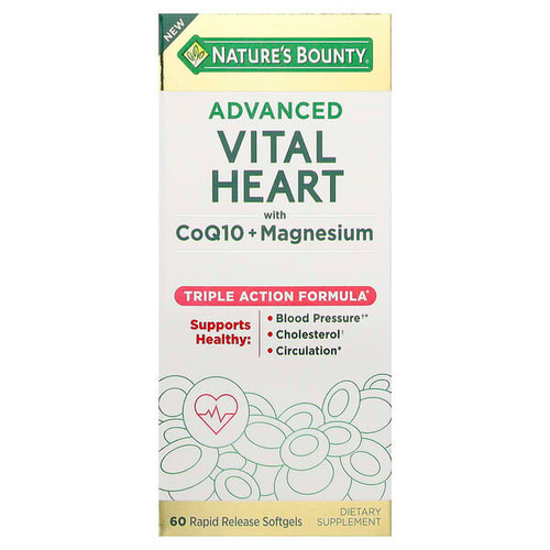 <img alt="Natures Bounty, Advanced Vital Heart with CoQ10 + Magnesium , 60 Rapid Release Softgels" title="Natures Bounty, Advanced Vital Heart with CoQ10 + Magnesium , 60 Rapid Release Softgels,074312016462"