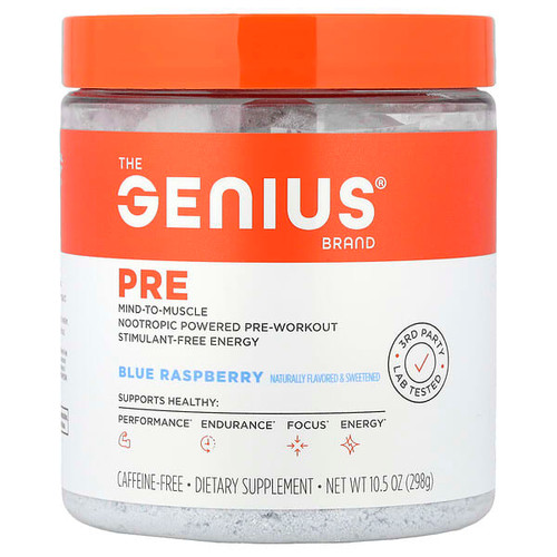 <img alt="The Genius Brand, Pre, Caffeine Free, Blue Raspberry, 10.5 oz (298 g)" title="The Genius Brand, Pre, Caffeine Free, Blue Raspberry, 10.5 oz (298 g),810037680706"