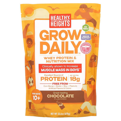 <img alt="Healthy Heights, Grow Daily, Whey Protein & Nutrition Mix, For Boys 10+, Chocolate, 23.6 oz (670 g)" title="Healthy Heights, Grow Daily, Whey Protein & Nutrition Mix, For Boys 10+, Chocolate, 23.6 oz (670 g),854180008161"