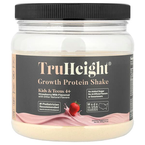 <img alt="TruHeight, Growth Protein Shake, Kids & Teens 4+, Strawberry Milk, 14 oz (400 g)" title="TruHeight, Growth Protein Shake, Kids & Teens 4+, Strawberry Milk, 14 oz (400 g),860010475553"