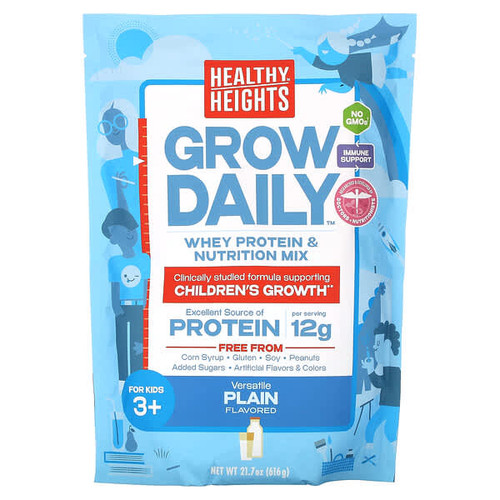 <img alt="Healthy Heights, Grow Daily, Whey Protein & Nutrition Mix, For Kids 3+, Plain, 21.7 oz (616 g)" title="Healthy Heights, Grow Daily, Whey Protein & Nutrition Mix, For Kids 3+, Plain, 21.7 oz (616 g),854180008109"