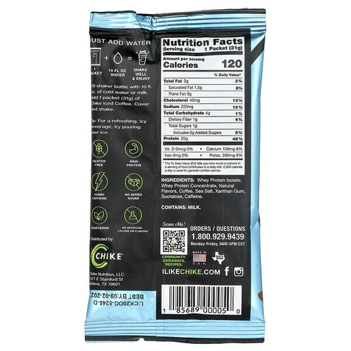 <img alt="Chike Nutrition, High Protein Iced Coffee, Original, 12 Packets, 1.08 oz (31 g) Each" title="Chike Nutrition, High Protein Iced Coffee, Original, 12 Packets, 1.08 oz (31 g) Each,185689000074"