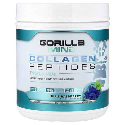 <img alt="Gorilla Mind, Collagen Peptides, Blue Raspberry, 0.959 lb (435 g)" title="Gorilla Mind, Collagen Peptides, Blue Raspberry, 0.959 lb (435 g),810113510811"