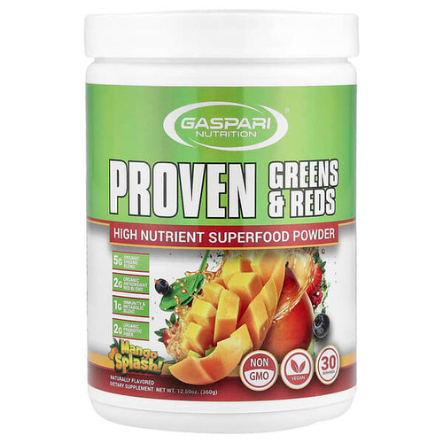 <img alt="Gaspari Nutrition, Proven Greens & Reds, Mango Splash, 12.69 oz (360 g)" title="Gaspari Nutrition, Proven Greens & Reds, Mango Splash, 12.69 oz (360 g),646511000308"