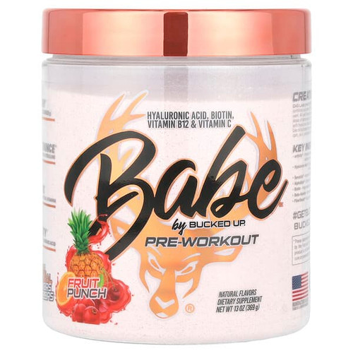 <img alt="Bucked Up, Babe, Pre-Workout, Fruit Punch, 13 oz (369 g)" title="Bucked Up, Babe, Pre-Workout, Fruit Punch, 13 oz (369 g),810131950712"